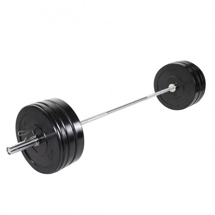 Set haltera cu discuri olimpice si cleme de siguranta pe arc, negru, 140 kg Gorilla Sports