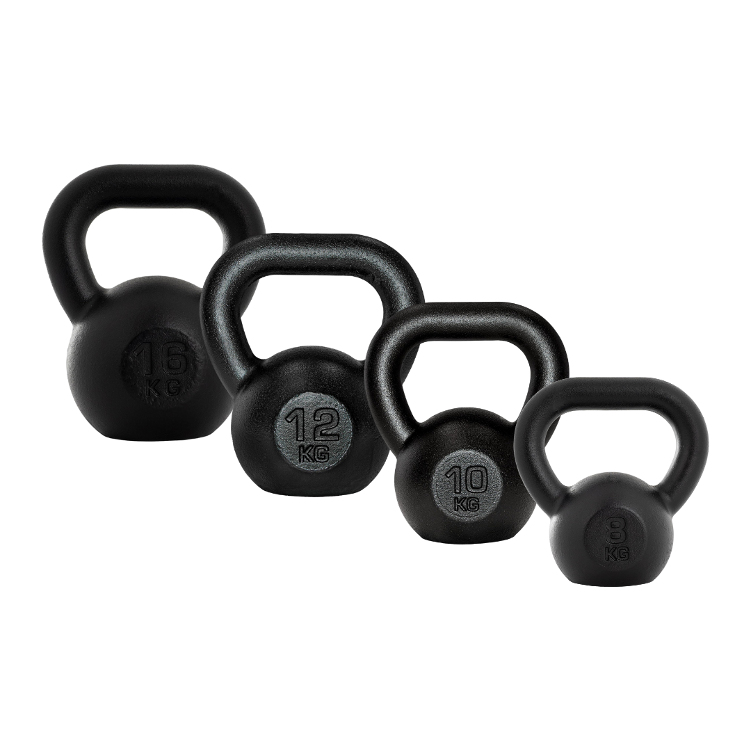 Kettlebell, 8 - 16 KG, fonta, maner ergonomic, negru ScSports