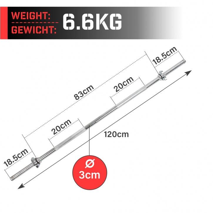 Bara dreapta haltere, 30 mm, cromat, 120-165 cm PHYSIONICS