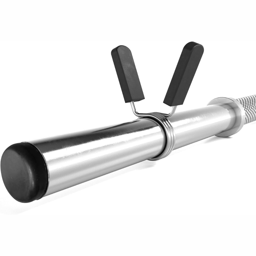 Bara de haltere de 140 cm, 30 mm, otel, crom, blocare cu arc ScSports