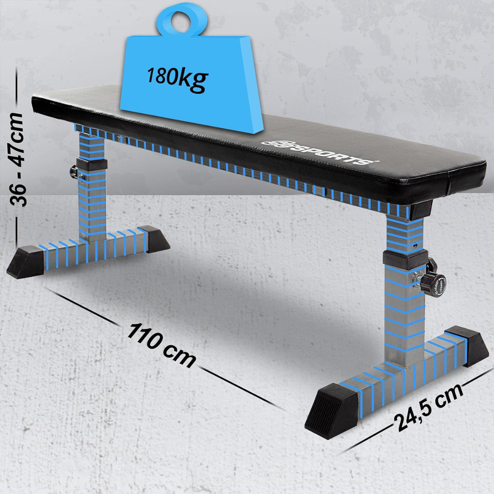 Banca de antrenament, greutate maxima 180 kg, 24 x 110 x 47 cm, negru ScSports