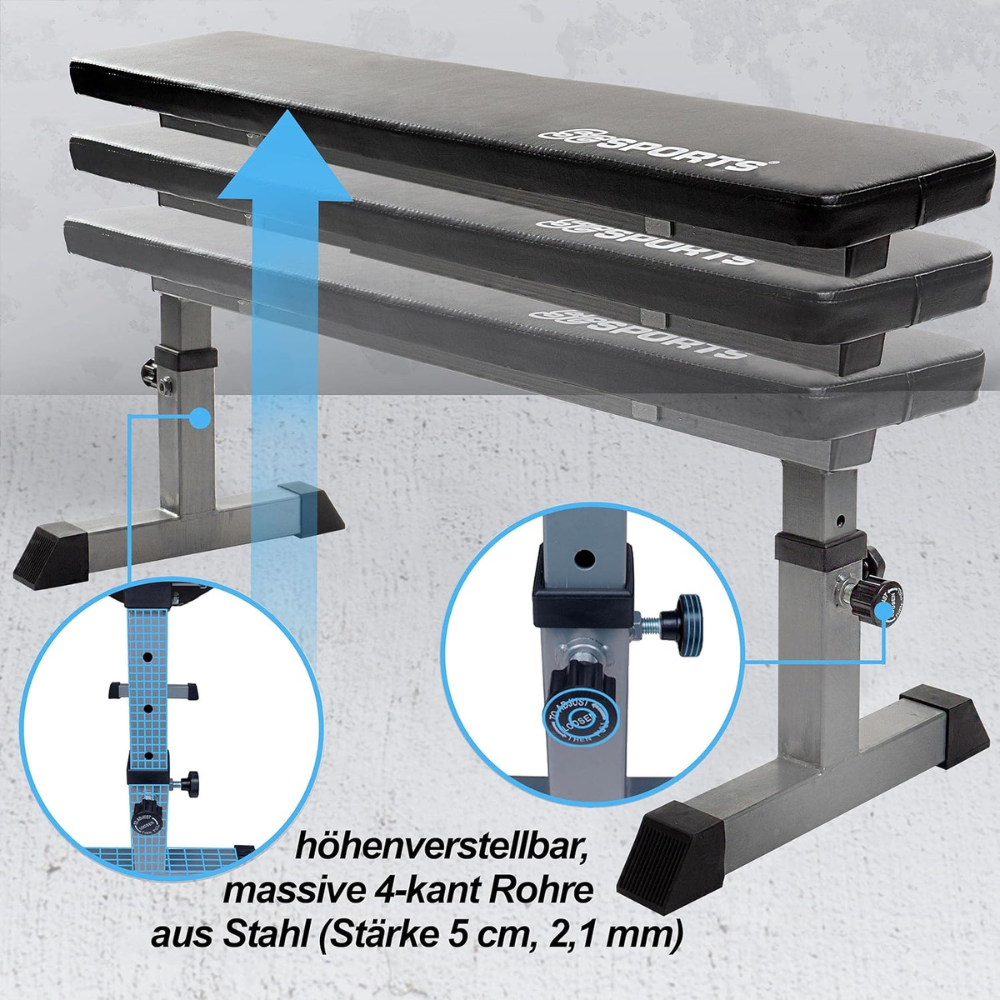 Banca de antrenament, greutate maxima 180 kg, 24 x 110 x 47 cm, negru ScSports