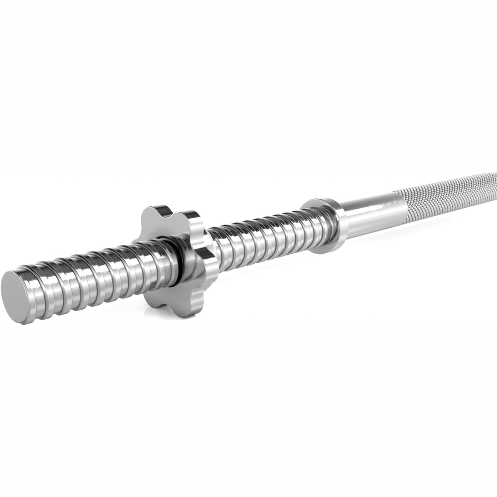 Bara de haltere de 180 cm, 30mm, pana la 120 kg, otel, crom, blocare cu stea ScSports