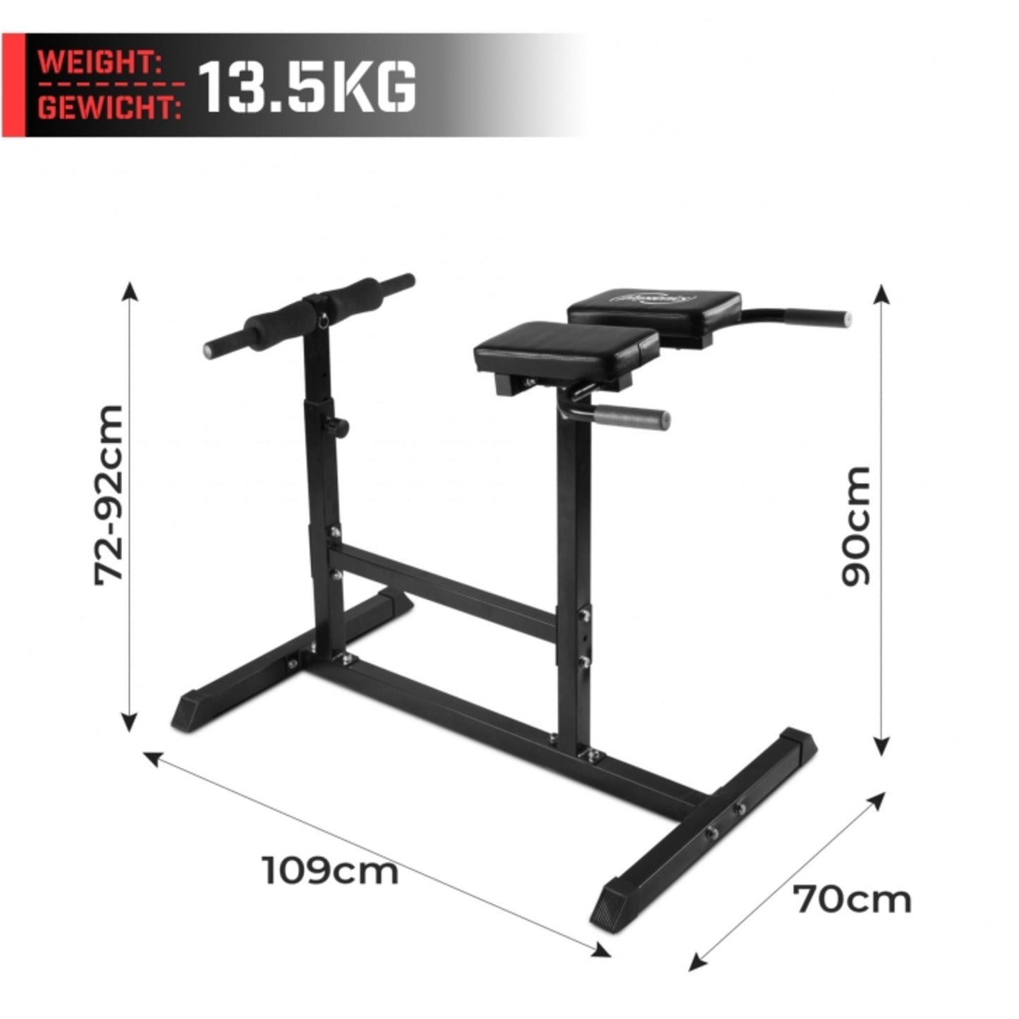 Bancă hiperextensii reglabila Physionics - Gorilla Sports Ro