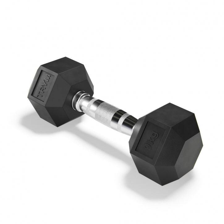 Gantere hexagonale din cauciuc, 9-35 kg