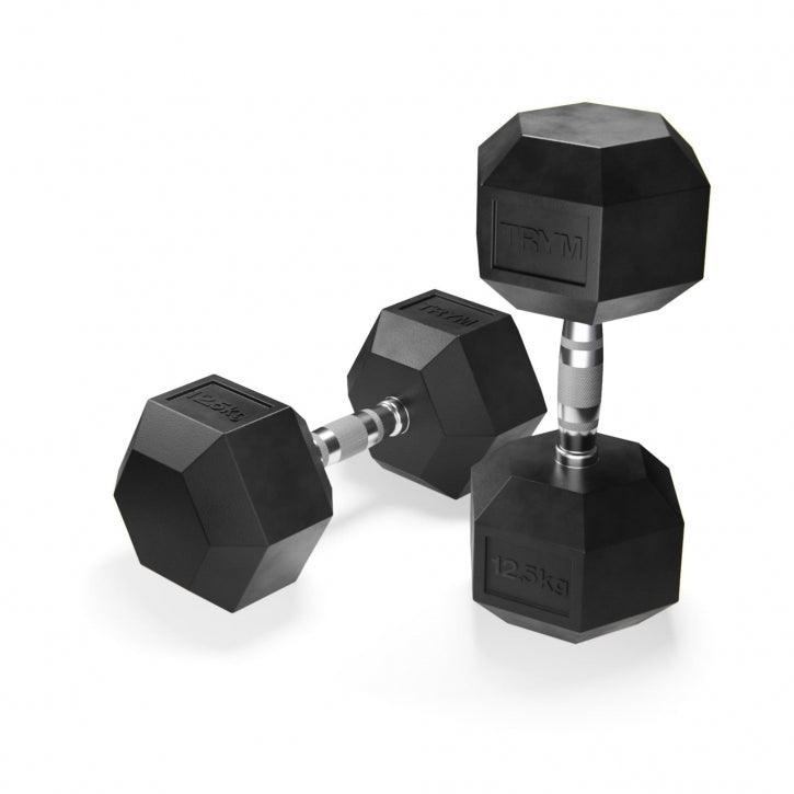 Gantere hexagonale din cauciuc, 9-35 kg