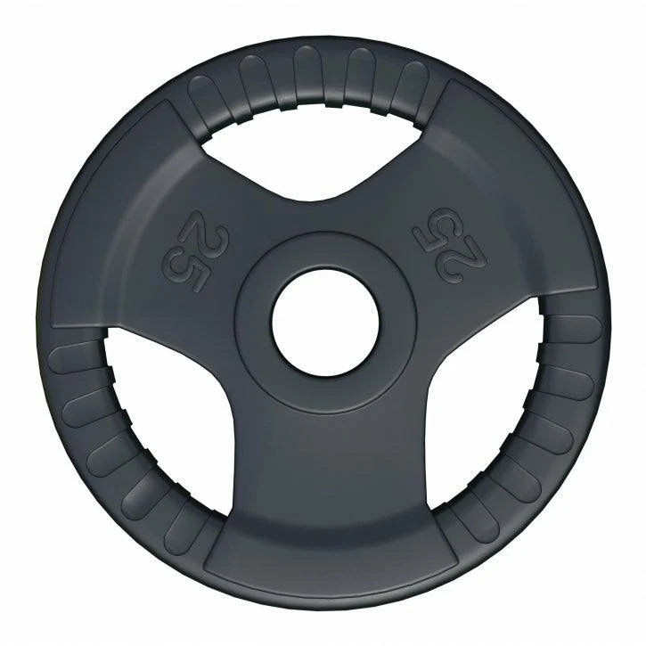 Disc olimpic cauciucat, colorat, cu grip, 25 lbs, Negru (50 mm / 2 inchi)