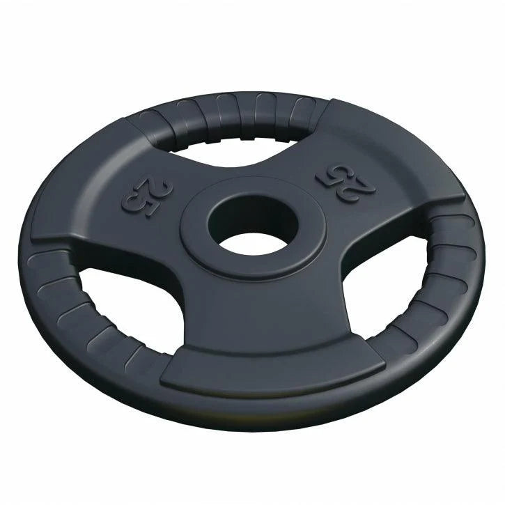 Disc olimpic cauciucat, colorat, cu grip, 25 lbs, Negru (50 mm / 2 inchi)