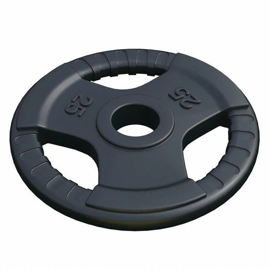 Disc olimpic cauciucat, colorat, cu grip, 25 lb, Negru (50 mm / 2 inchi) - US EDITION