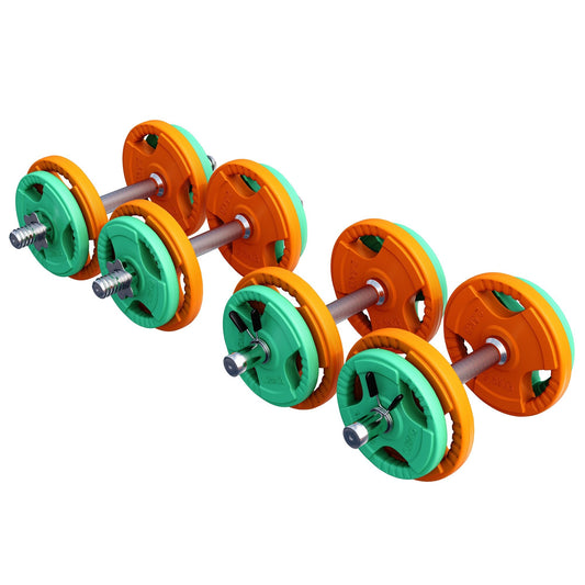 Set de gantere cu mâner din cauciuc 20 kg cu închizători