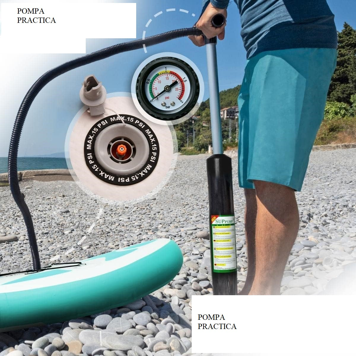 Placa de surf, Sup gobflabila, 305x76x12cm, verde menta