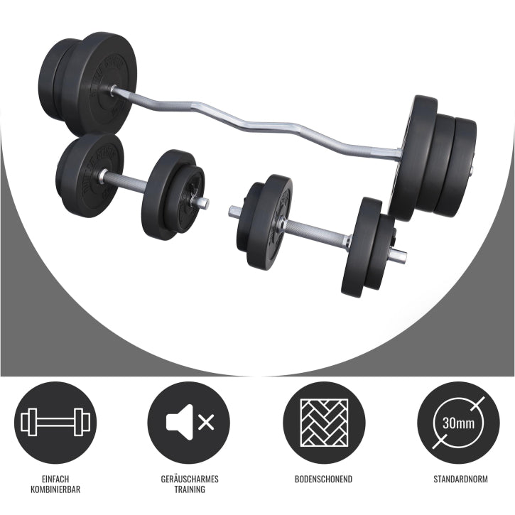 Set bara SZ si gantere cu greutati, 70 kg cu cleme