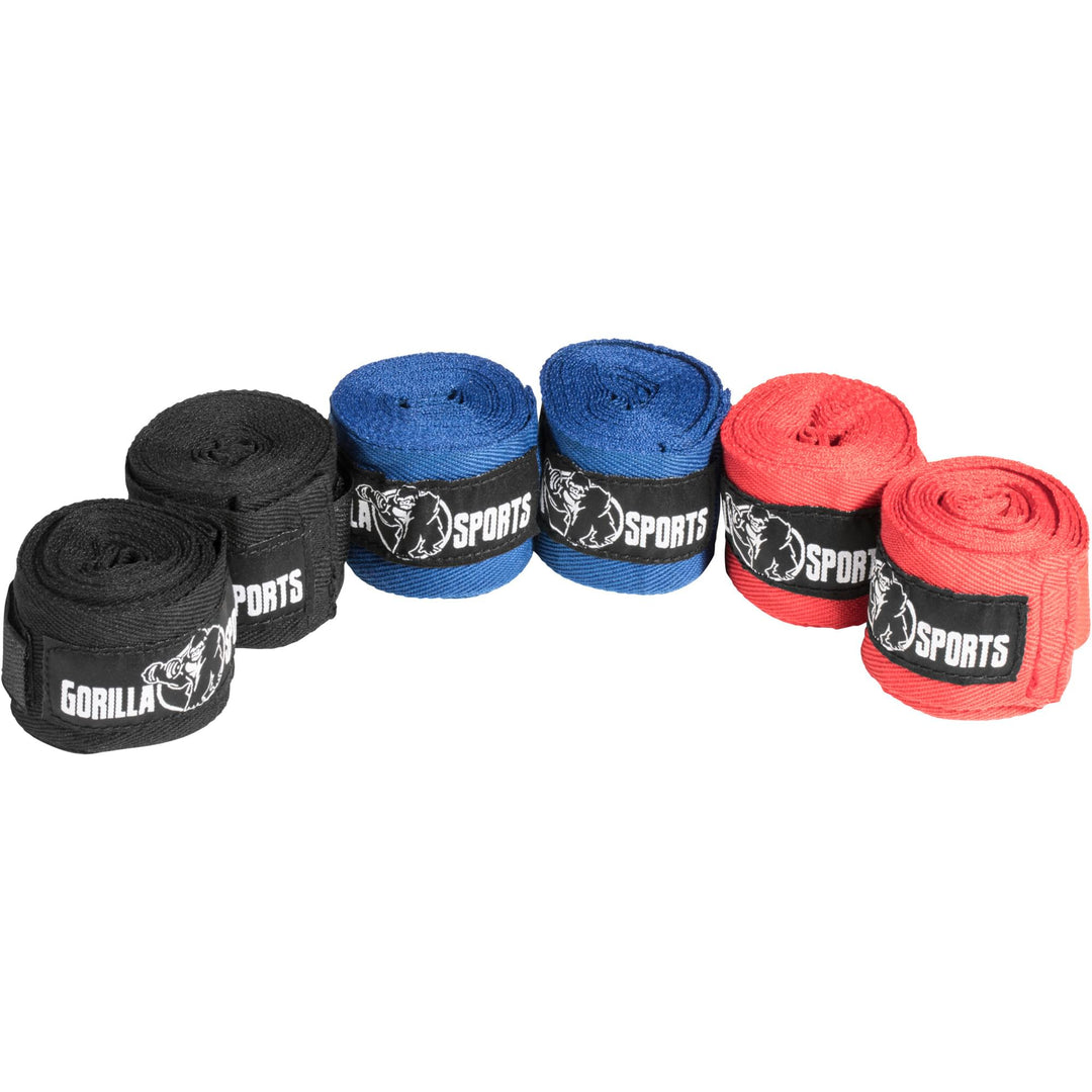 Bandaje de box 255 cm negru, albastru, roșu - Gorilla Sports Ro