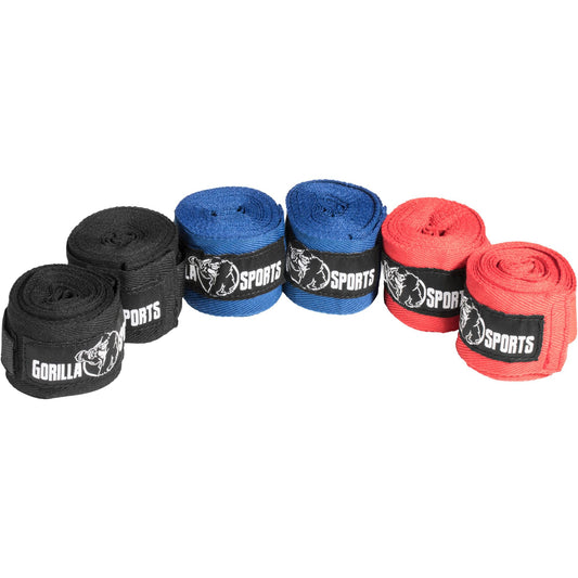 Bandaje de box 255 cm negru, albastru, roșu - Gorilla Sports Ro