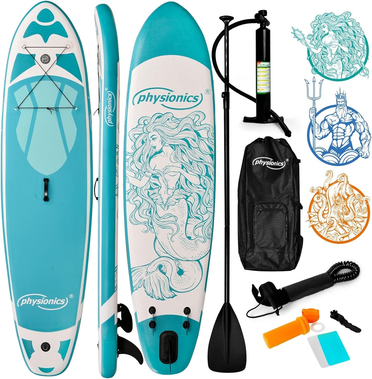 Placa de surf, Sup gobflabila, 320 x 80 x 15 cm, albastru deschis