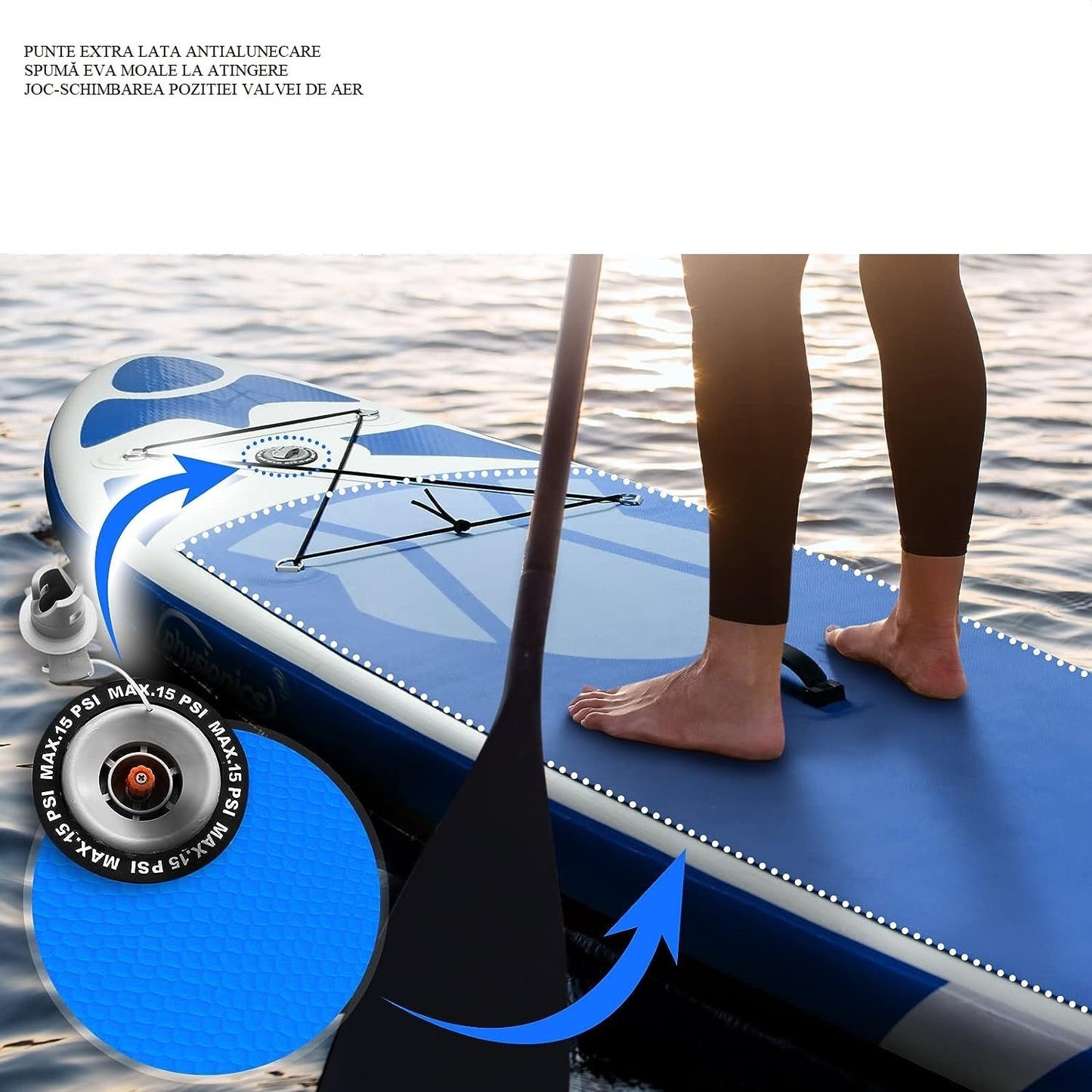 Placa de surf, Sup gobflabila, 305x76x12cm, albastra