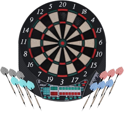Set darts electronic, LED, pentru 1-16 jucatori, 12 sageti,, 100 varfuri rezerva, 45 x 3 x 51 cm
