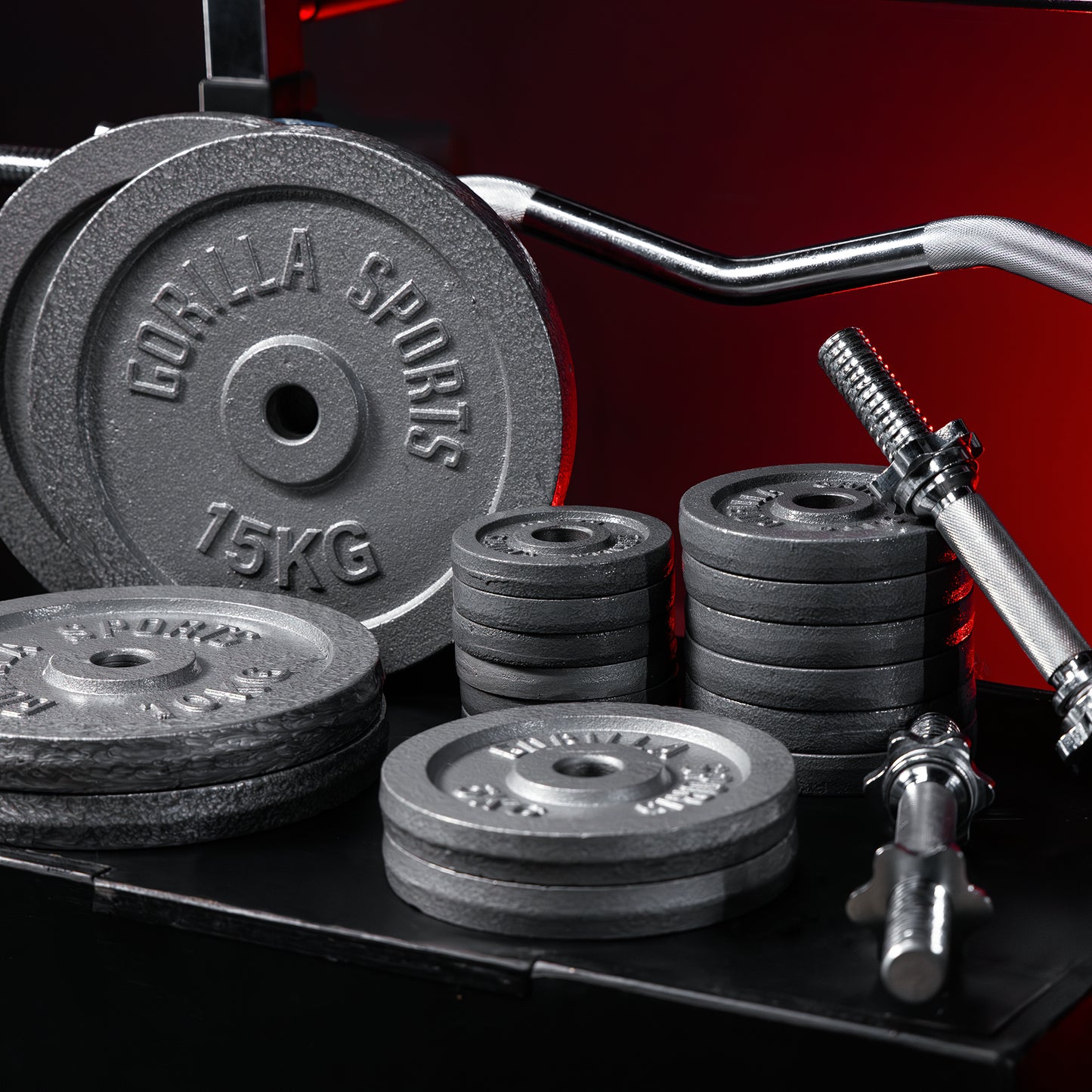 Set de haltere din fontă 100 kg cu închizători