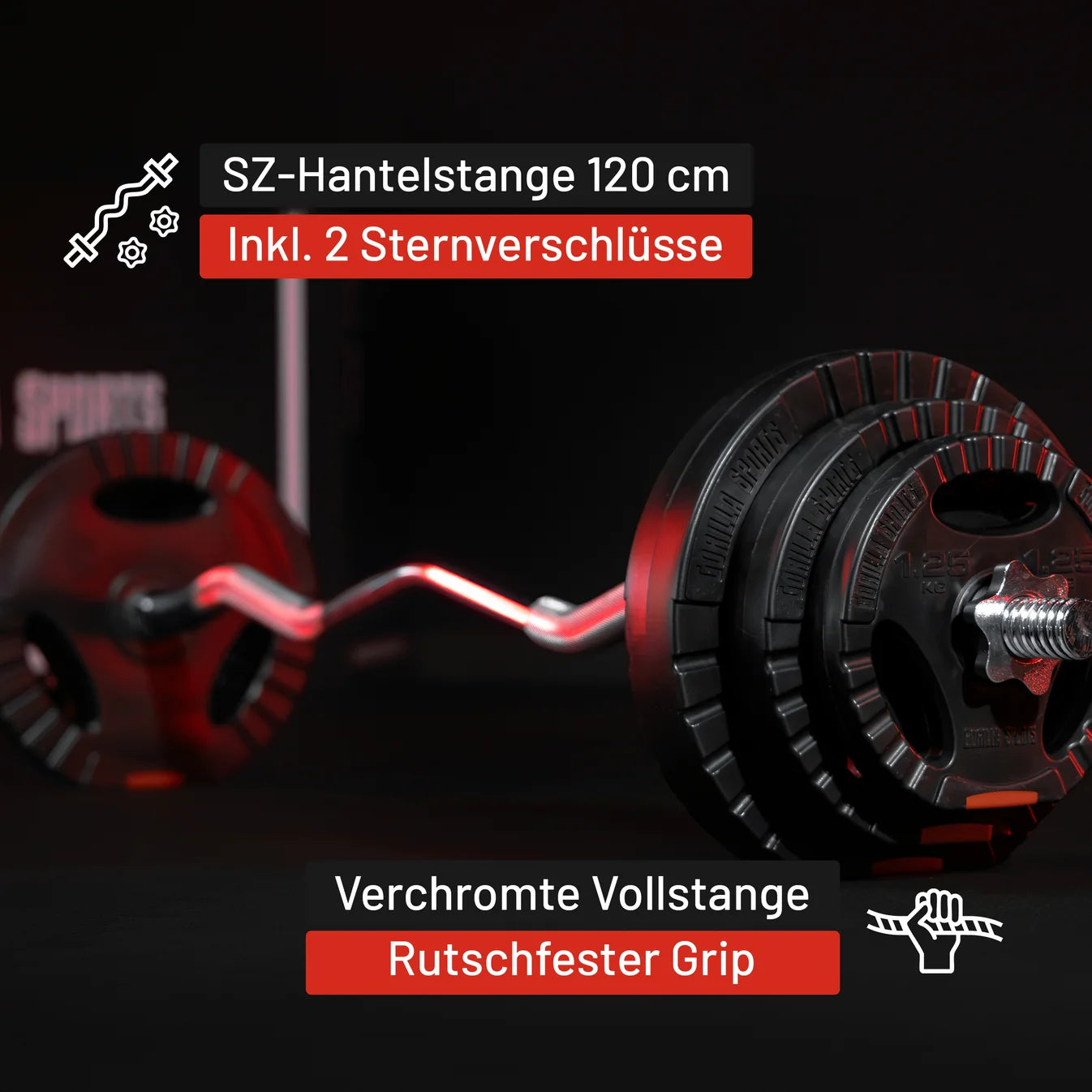 Bară SZ pentru biceps 48 inchi cu piulite, neagra – US EDITION