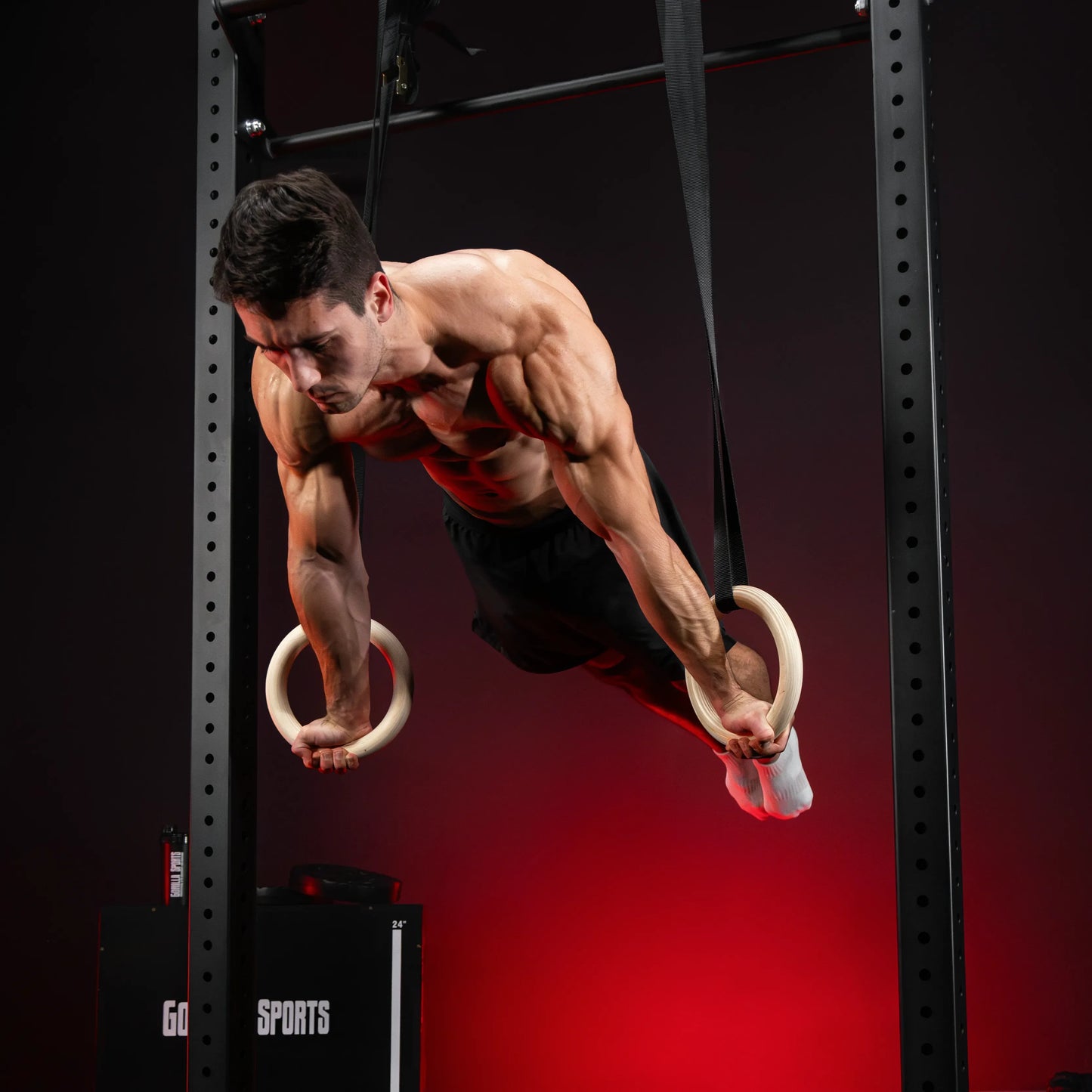Set de inele de gimnastică, inclusiv curele din nailon
