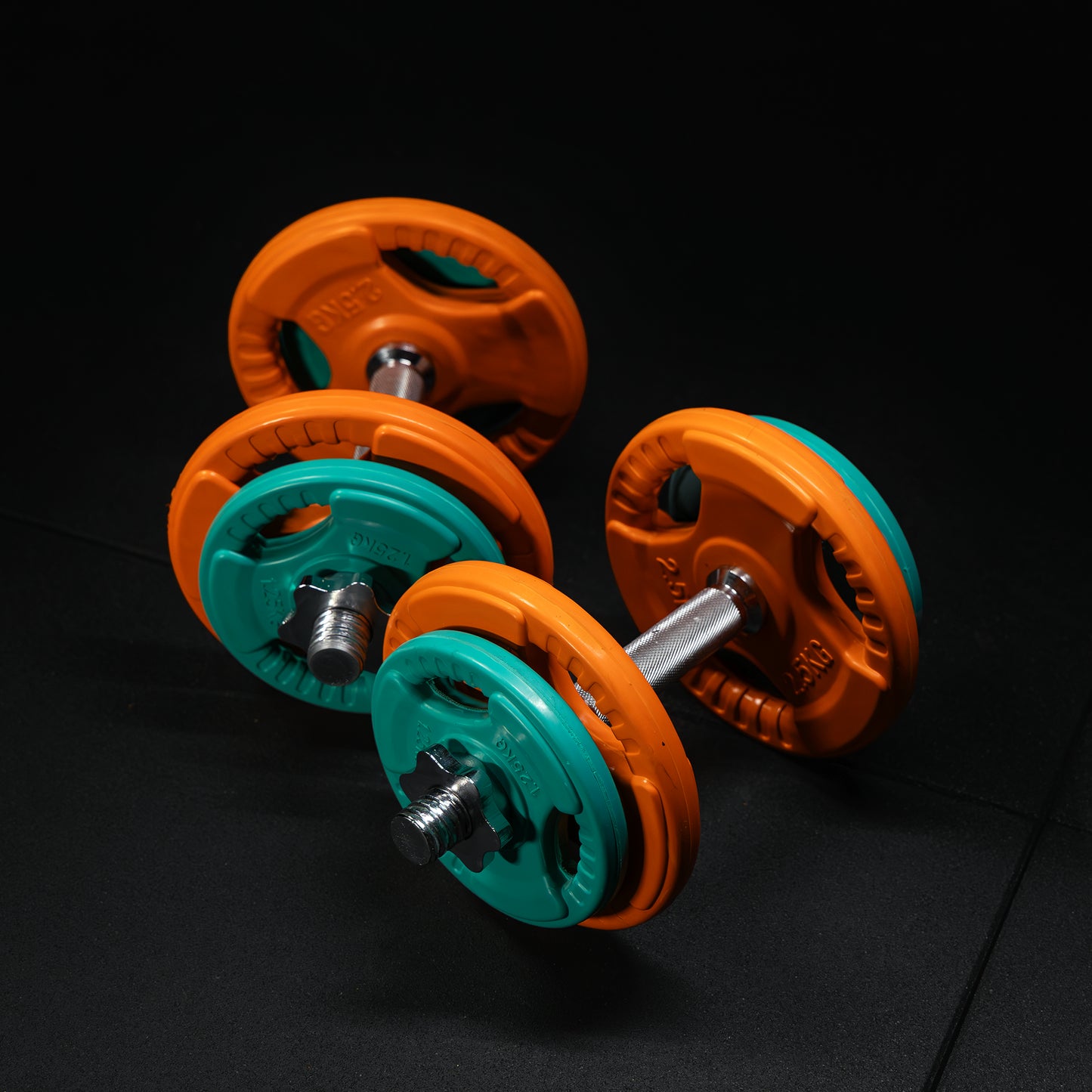 Set de gantere cu mâner din cauciuc 20 kg cu închizători
