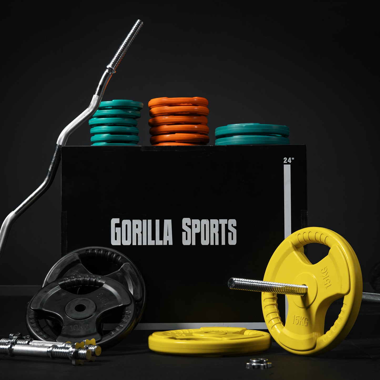 Set de haltere cu mâner din cauciuc 108 kg cu închizători