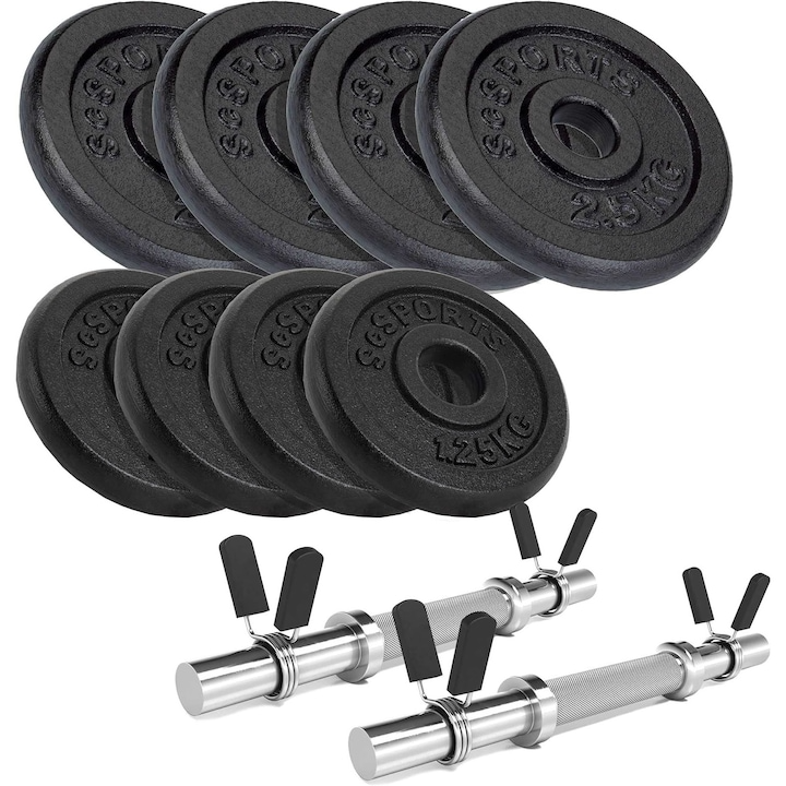 Set de gantere 20 kg, otel, 30/31 mm, discuri din fonta ScSports