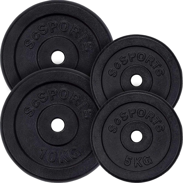 Set de placi de greutate, 30 - 40 KG, 30/31 mm, fonta, negru ScSports