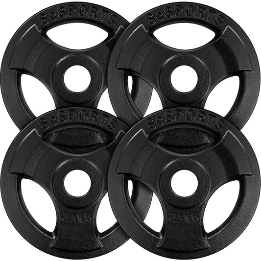 Set placi de greutate, 10 kg (4 x 2, 5 kg), 30/31 mm, cu grip, fonta, negru ScSports