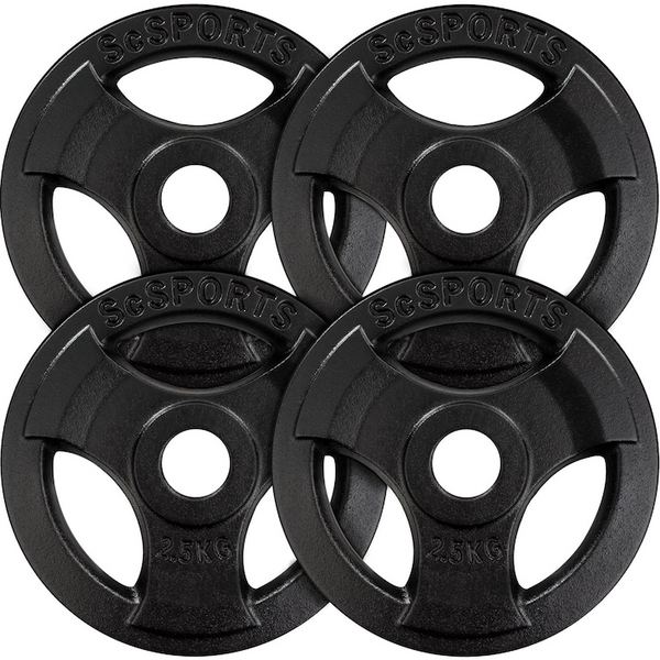 Set placi de greutate, 10 kg (4 x 2, 5 kg), 30/31 mm, cu grip, fonta, negru ScSports