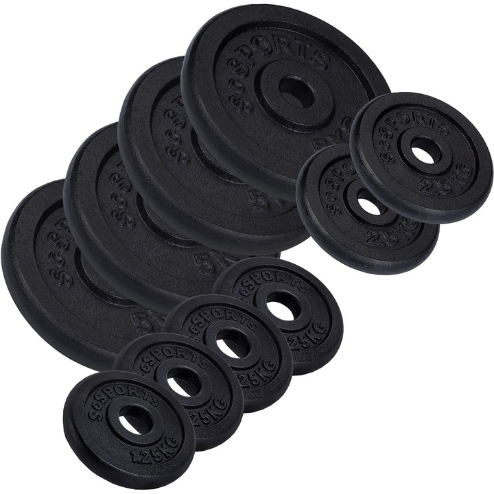 Set de discuri de greutate, 30 KG, 30/31 mm, fonta, 8-10 discuri ScSports