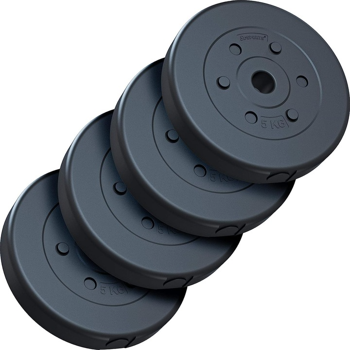 Placi de haltere, 20 KG (4 x 5 kg), 30/31mm, umplute cu ciment, negru ScSports