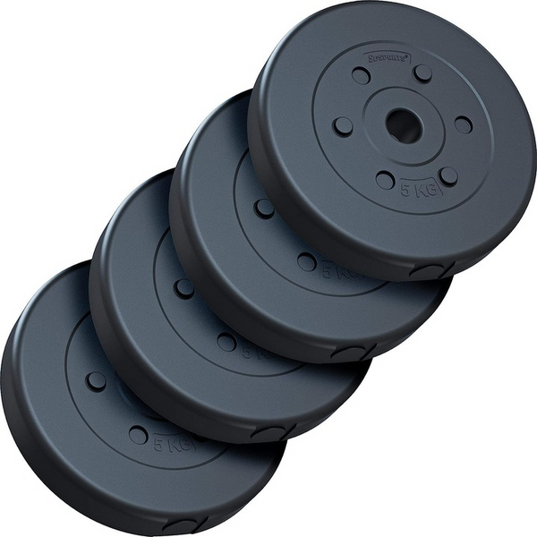 Placi de haltere, 20 KG (4 x 5 kg), 30/31mm, umplute cu ciment, negru ScSports