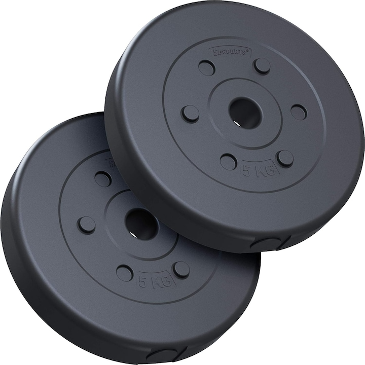 Set placi de haltere, 10 - 30 KG, 30/31mm, umplute cu ciment, negru ScSports