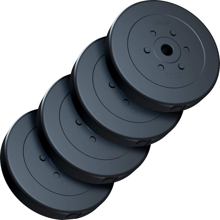 Set placi de haltere, 10 - 30 KG, 30/31mm, umplute cu ciment, negru ScSports