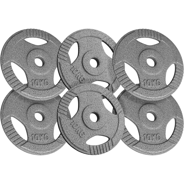 Set discuri fonta cu maner, 5 - 120 KG, 30mm PHYSIONICS