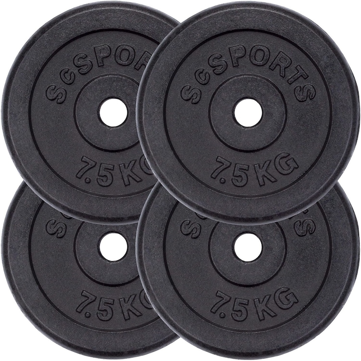 Set discuri fonta, negru, 30mm, 10 - 120 KG PHYSIONICS
