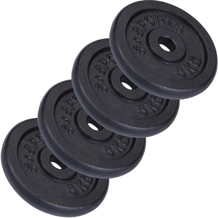 Set de haltere 17.5 - 100 KG, bara de haltere 30 mm, 120/160 cm, discuri, fonta, cleme de fixare ScSports