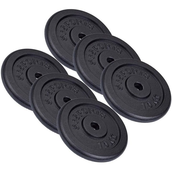 Set de haltere 17.5 - 100 KG, bara de haltere 30 mm, 120/160 cm, discuri, fonta, cleme de fixare ScSports