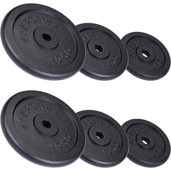 Set de haltere si gantere cu discuri, 100 de kg, fonta, negru ScSports