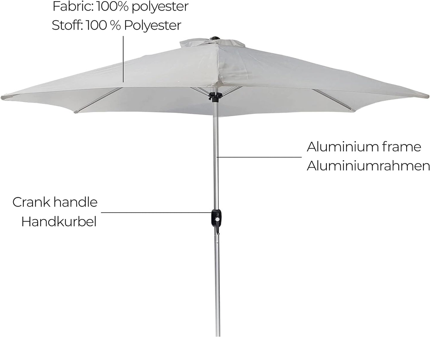 Umbrela de soare, 270 cm, crem antracit