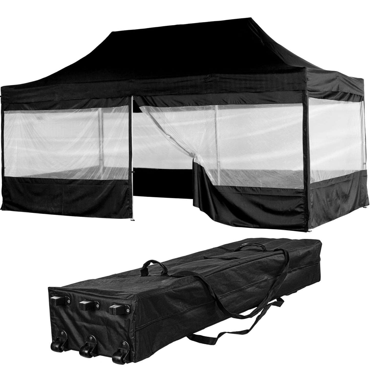 Foisor pliabil, 3 x 6 m, negru