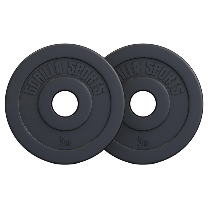 Set 2 x 5 kg discuri Olimpice 50/51mm, umplute cu ciment, negru