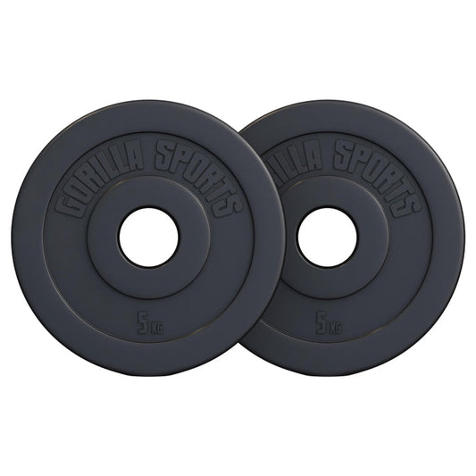 Set 2 x 5 kg discuri Olimpice 50/51mm, umplute cu ciment, negru