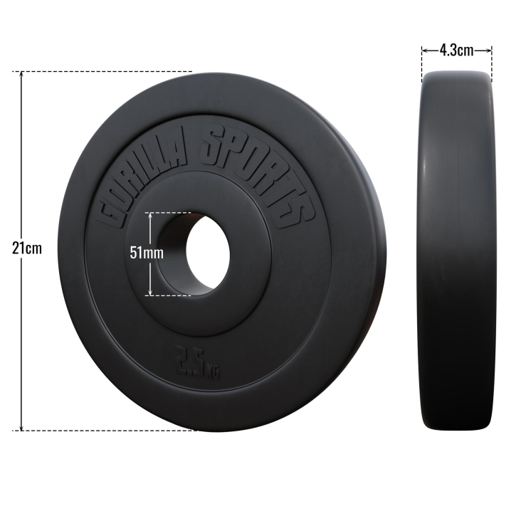 Set de 2 discuri olimpice umplute cu ciment, 5 kg - 2 x 2,5 kg, 50/51mm