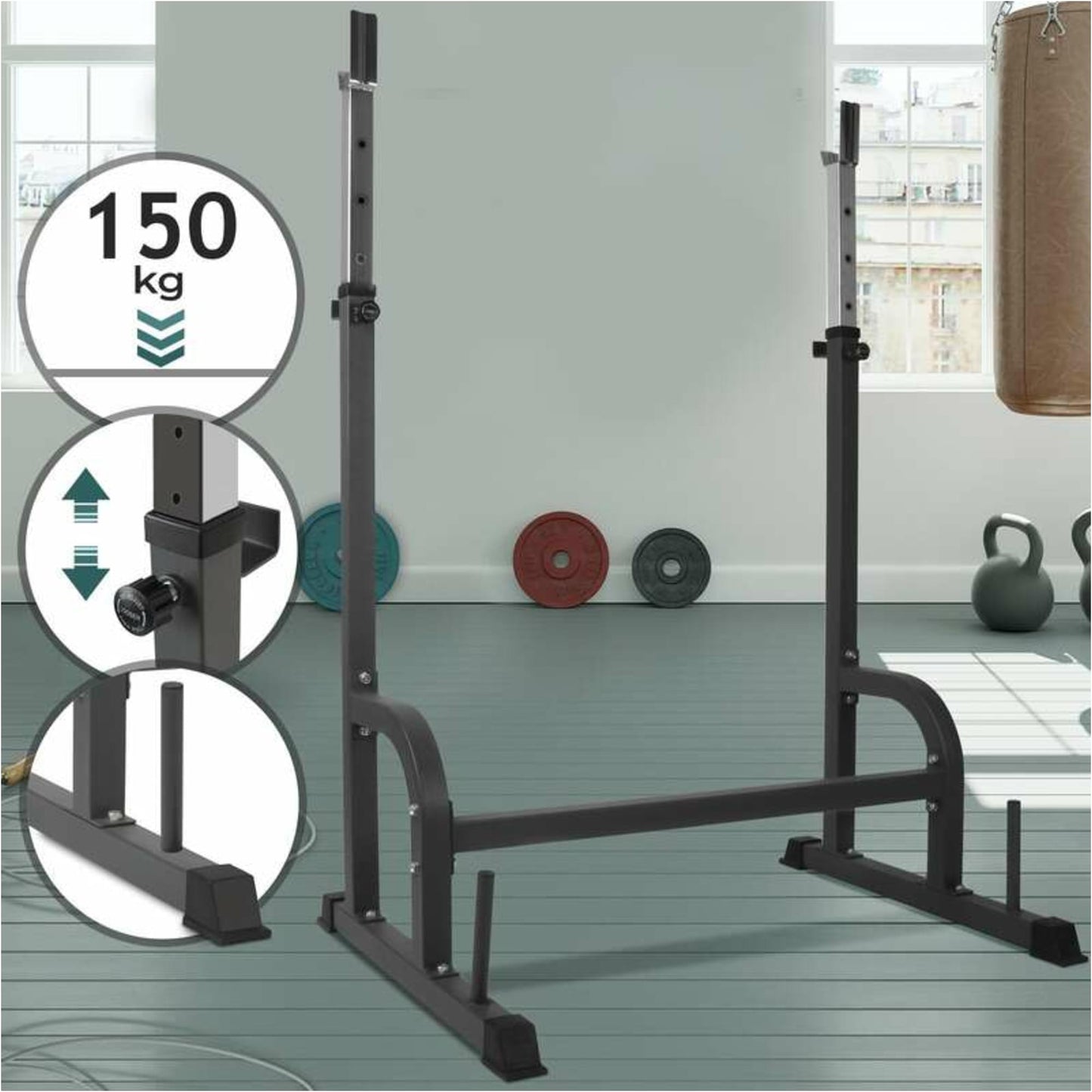 Stand pentru haltere, reglabil, Physionics - Gorilla Sports Ro
