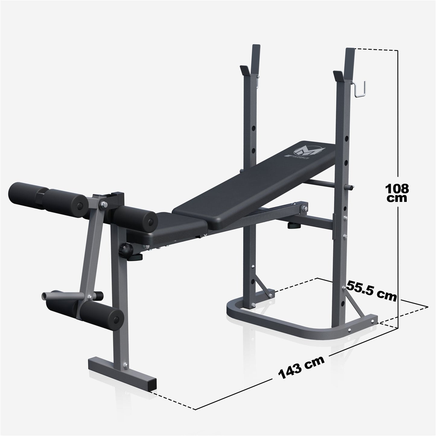 Bancă înclinată E-Series cu suport inclus, extensor pentru picioare
