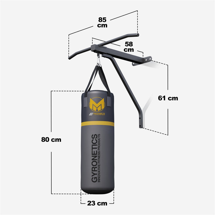 Sac de box E-Series 80 cm cu bară de tracțiuni pentru fixare pe perete