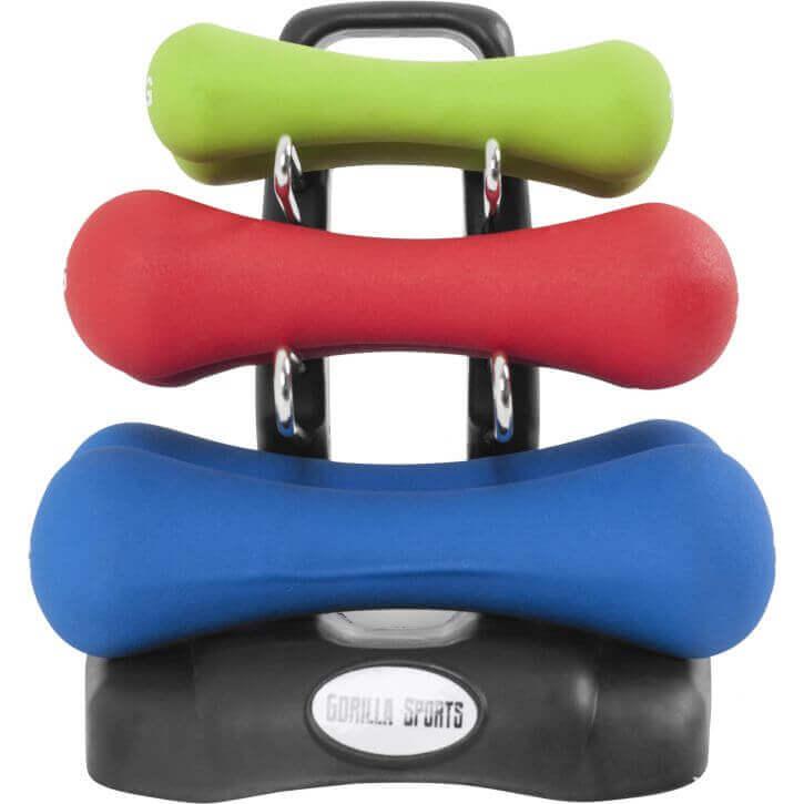 Set gantere pentru gimnastica din fontă cu înveliș din neopren 12 kg - Gorilla Sports Ro