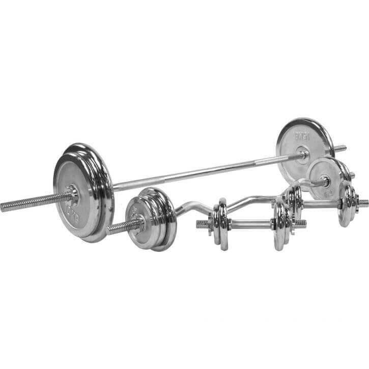 Set complet gantere cromate 108 kg - Gorilla Sports Ro